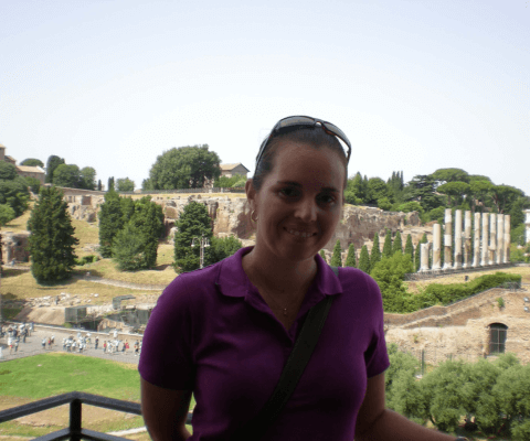 Travel Writer, Crystal Lobban, at the Roman Ruins in Rome in Italy.